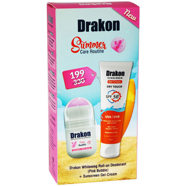 Drakon Sunscreen Spf(50+)Gel Cream 60gm+Roll On Pink 50ml (Offer Pack)