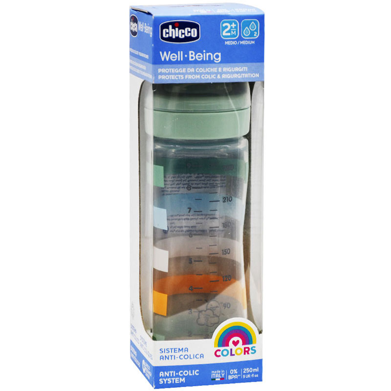 Chicco Wide Bottle Green 250ml (+2 Month)/002221