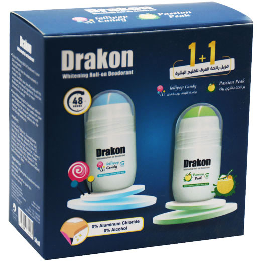 Drakon ( Lollypop Candy + Passion Peak ) Deodorant Roll On 2X50ml (Offer Pack)