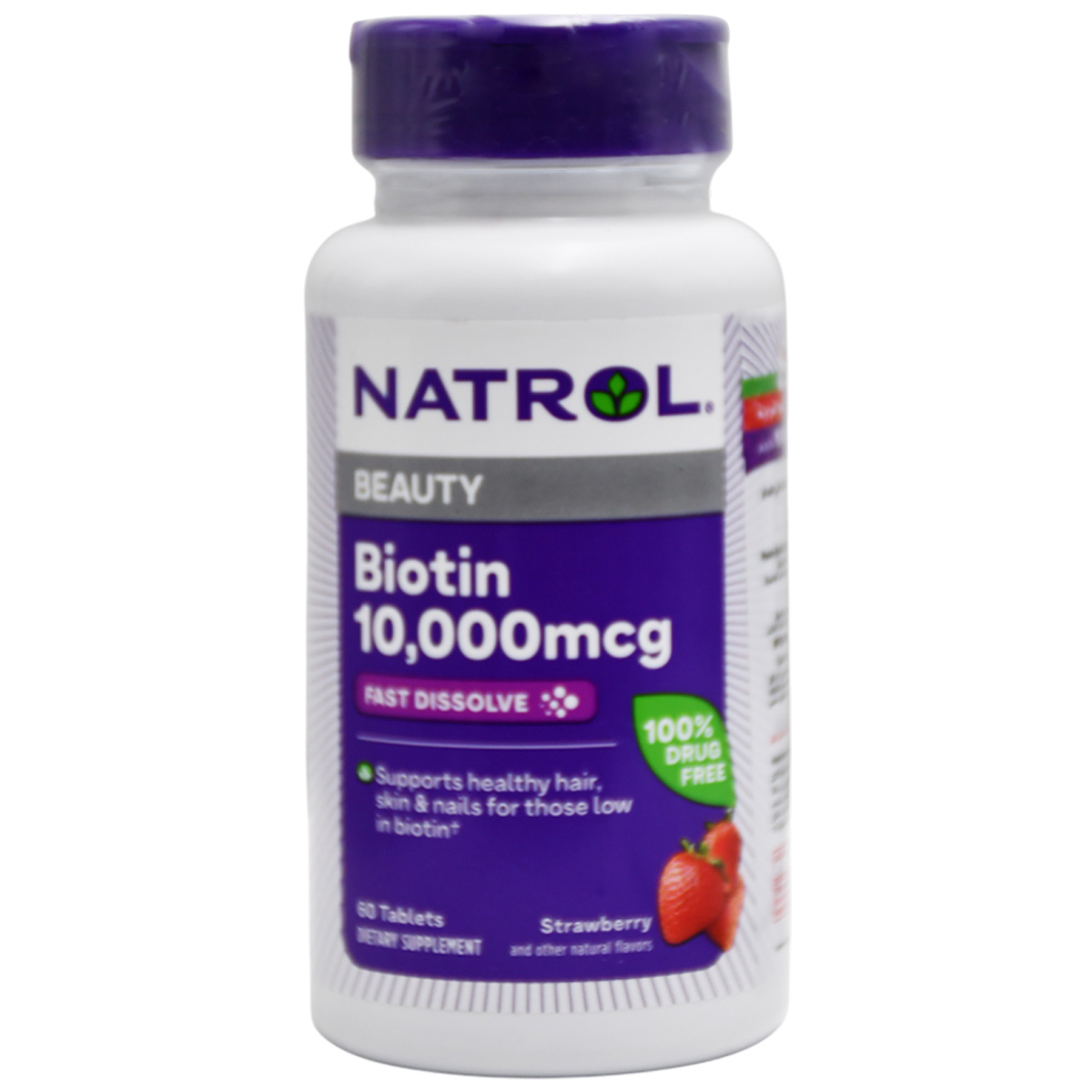 Natrol Biotin 10000&micro; Strawberry Flavor 60 Tablets