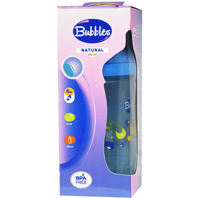 Bubbles Natural Bottle Blue (6) Month 280ml