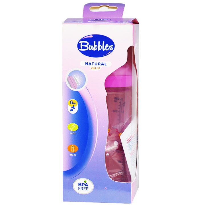 Bubbles Natural Bottle Pink (6) Month 280ml