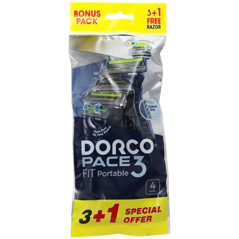 Dorco Pace 3 Fit Portable Razor (3 + 1) (Offer Pack)