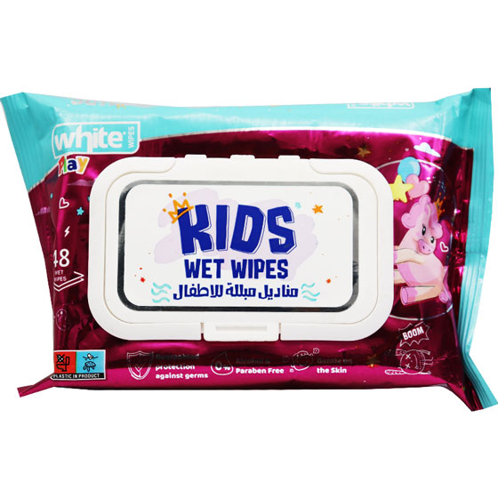 White Kids Wet Wipes with Cap 48 Pieces