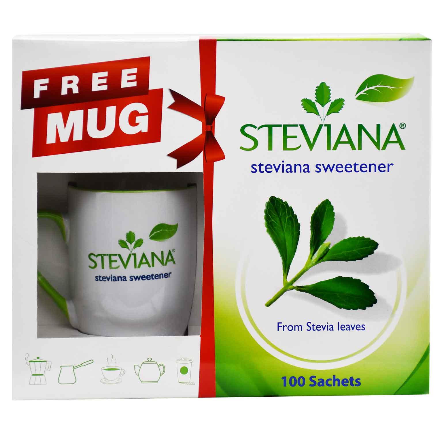Steviana Sweetener 100 Sachets + Free Mug (Offer Pack)