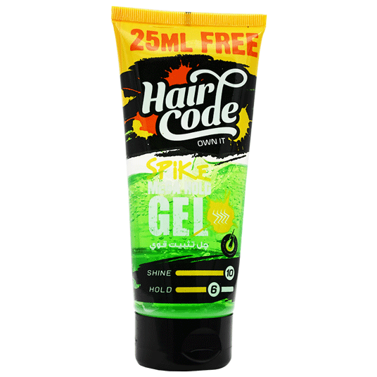 Hair Code Spike Mega Hold Green Gel 160ml+25ml Extra (Offer Pack)
