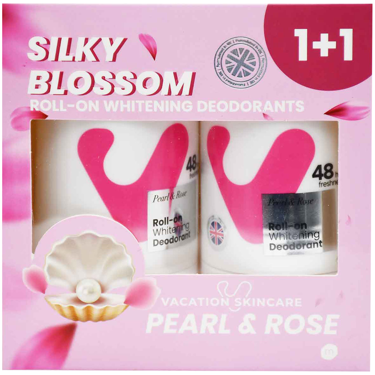 Vacation Pearl and Rose Deodorant Roll On for Women 50ml (1+1) (Offer Pack)