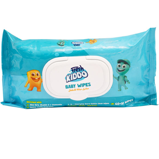 Fresh Kiddo Baby Wipes With Cap 70 Pieces