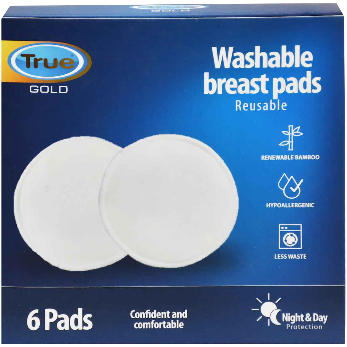 True Gold Washable Breast Pads 6 Pieces /2024888