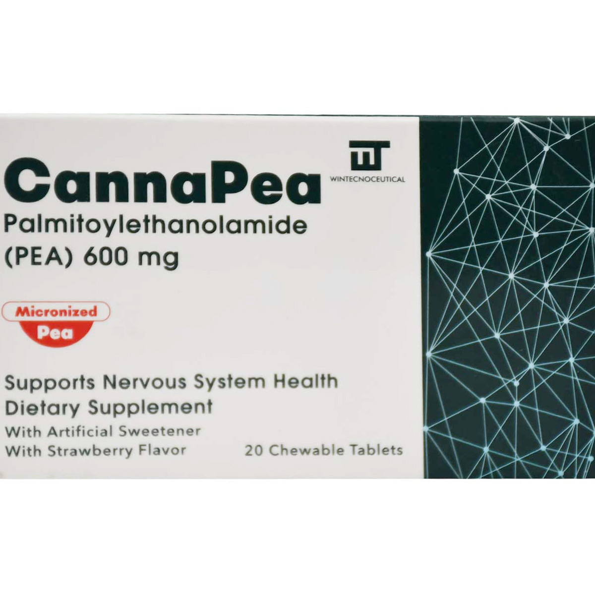 Cannapea 600 mg Strawberry Flavour 20 Chewable Tablets