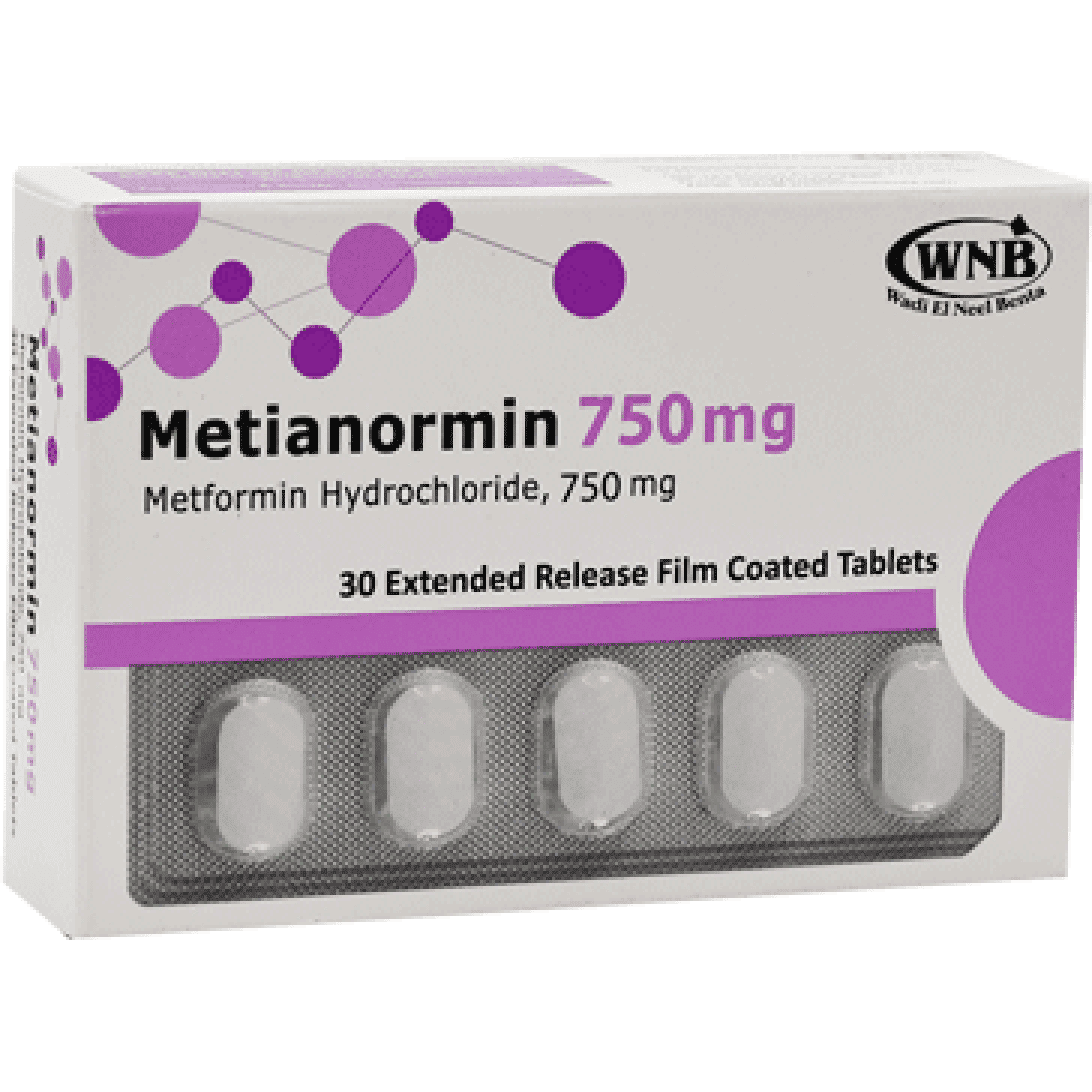 Metianormin 750mg 30 Extend Release Film Coated Tablet