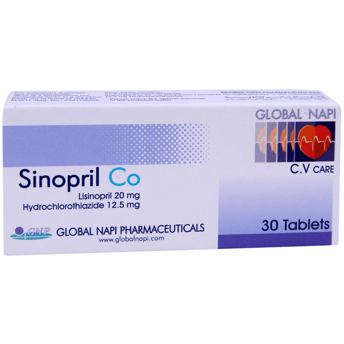 Sinopril Co 20mg/12.5mg 30Scored Tab