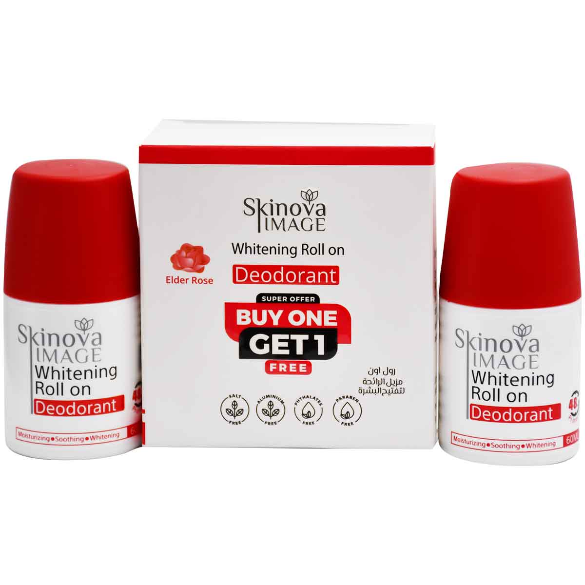 Skinova Elder Rose Whitening Deodorant Roll On 60 ml (1+1) (Offer Pack)