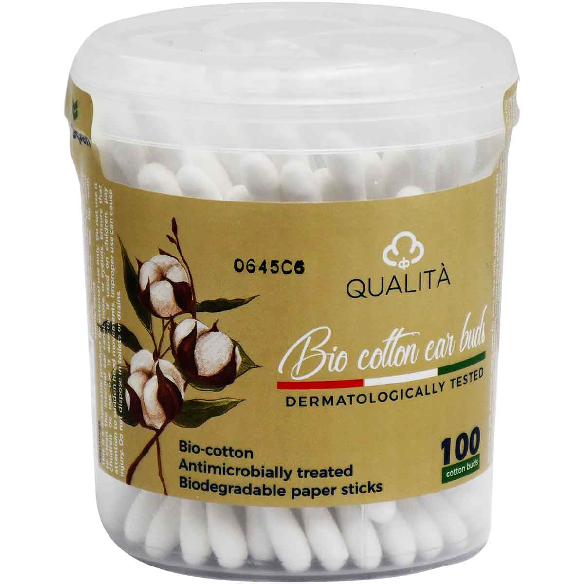 Qualita Cotton Buds Jar Paper Sticks 100 pieces