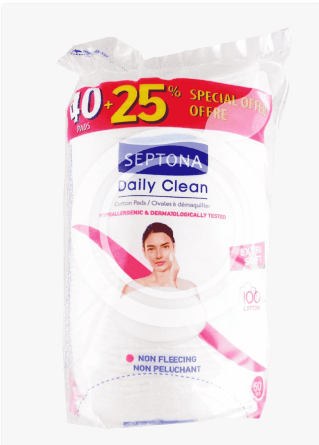 Septona Daily Clean Cotton Pads 40pad+25% extra pads (Offer Pack)