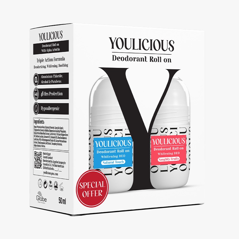 Youlicious Deodorant Roll On Natural Touch and Naughty Fruity 2 x 50ml (Offer Pack)