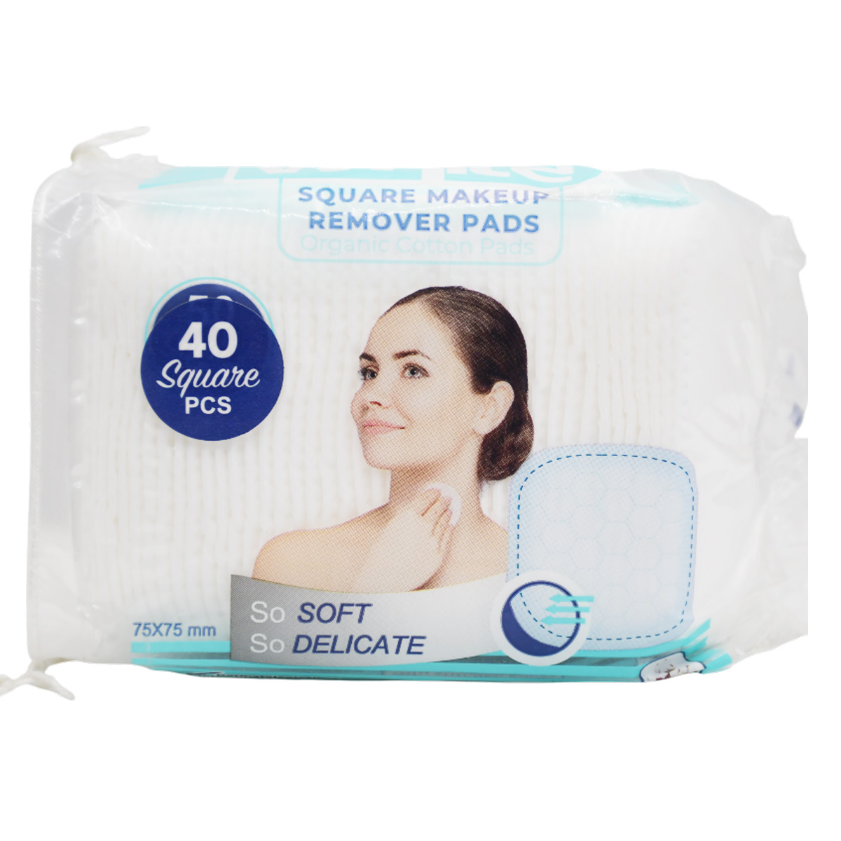 White Square Cotton Makeup Remover Pads 40 Pieces