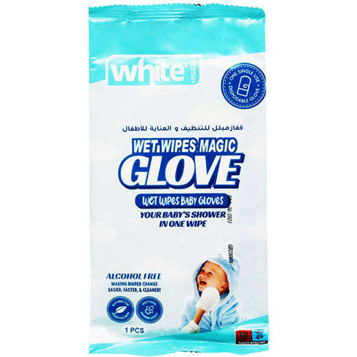 White Wet Wipes Magic Baby Glove One Piece