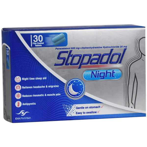 Stopadol Night (500mg+25mg) 30/Film Coated Tablets